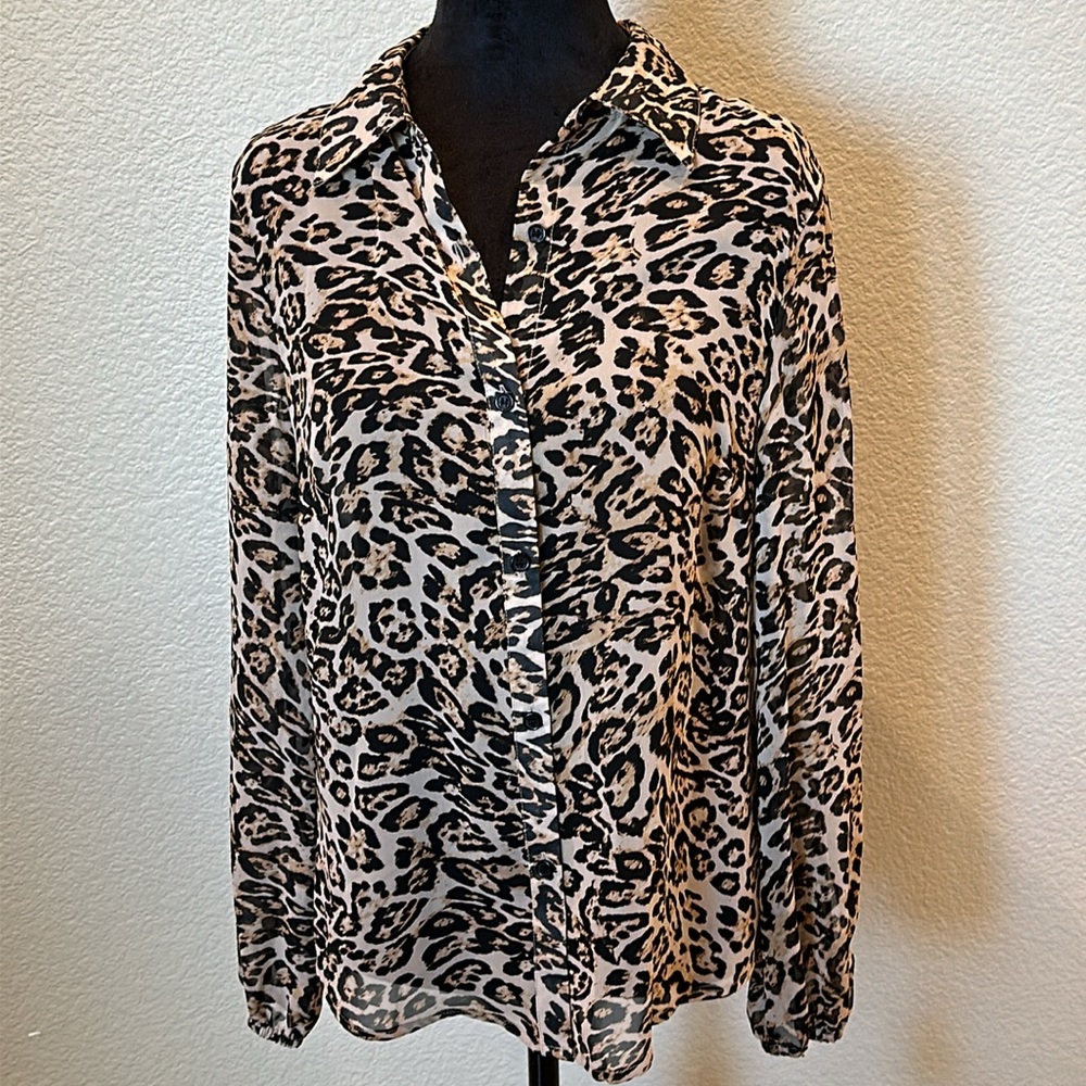 Inc Button Down Sheer Blouse - image 1